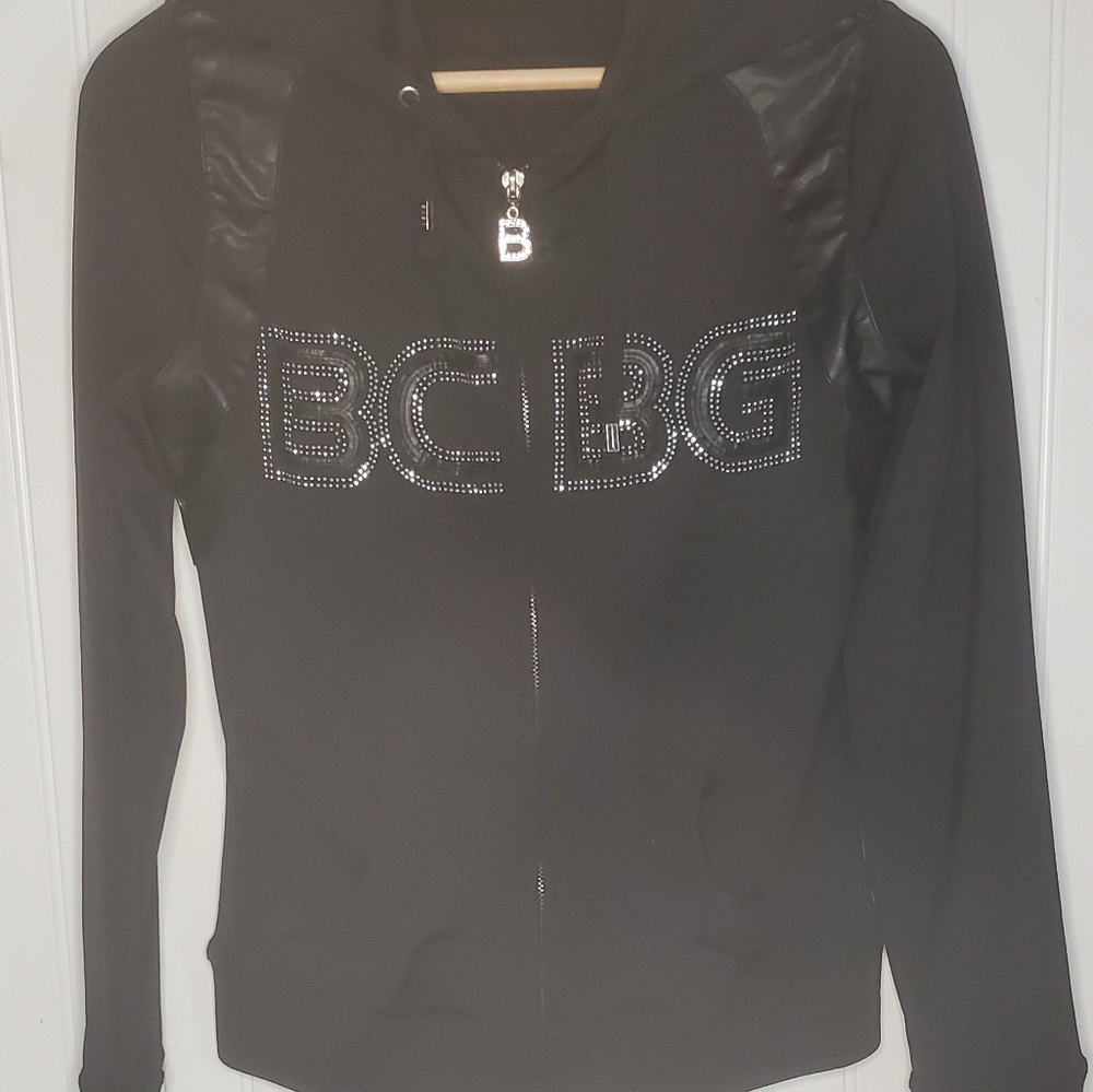 BCBG MAXAZARIA Black Crop Hoodie Womens